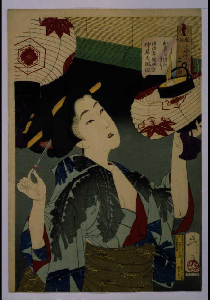作品画像:風俗三十二相 おきがつきさう 明治年間西京仲居之風俗
