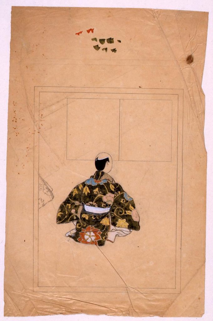 作品画像:挿図下絵 能装束を着た男