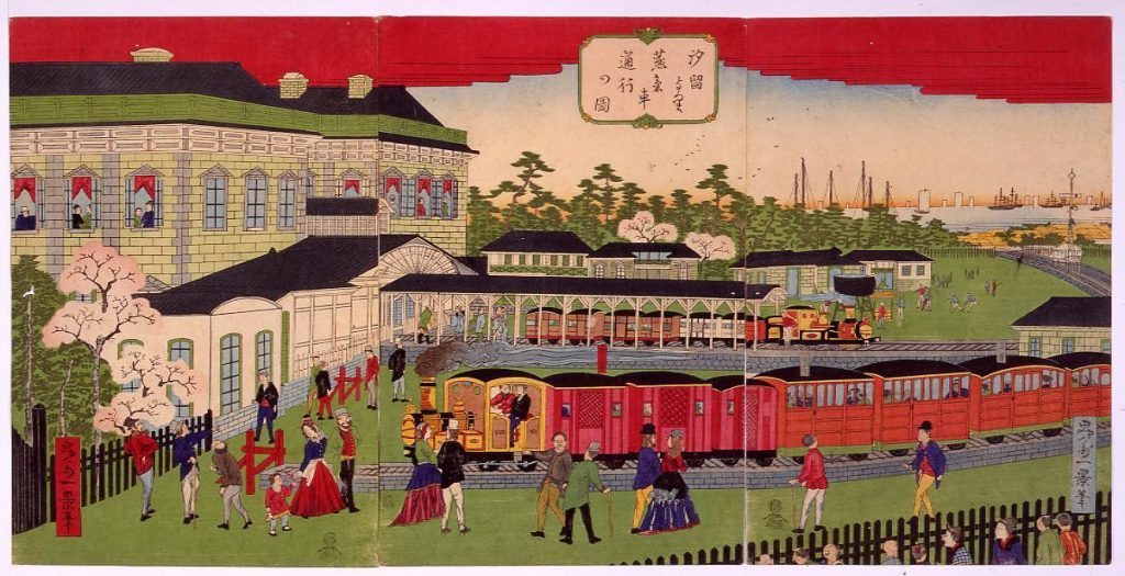 作品画像:汐留より蒸気車通行の図