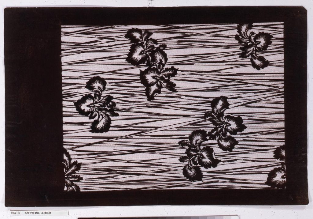 作品画像:長板中形型紙 菖蒲に縞