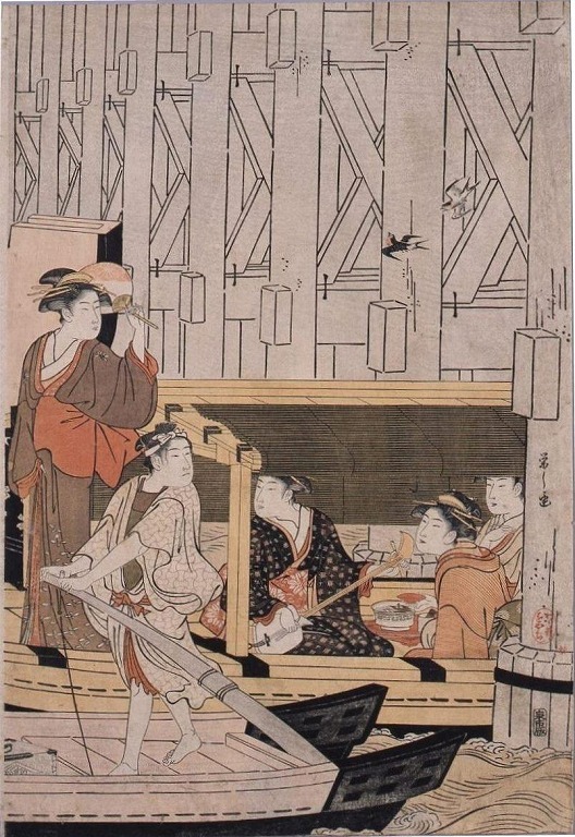 作品画像:新大橋橋下の涼み船