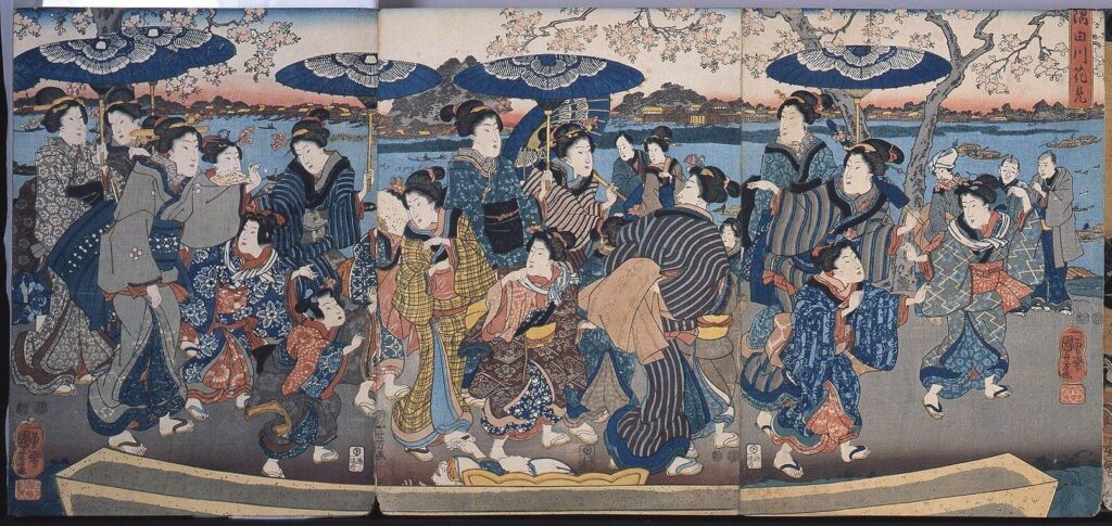 作品画像:錦絵版画帖 ー 隅田川花見