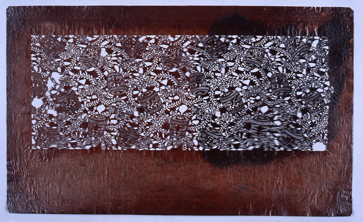 長板中形型紙 藤に酒だる(小判 追掛)