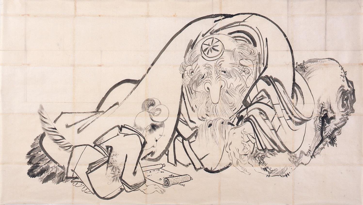 2168様感謝‼️超絶の画力‼️江戸期粉本「牛若丸と天狗」粉本￼紙