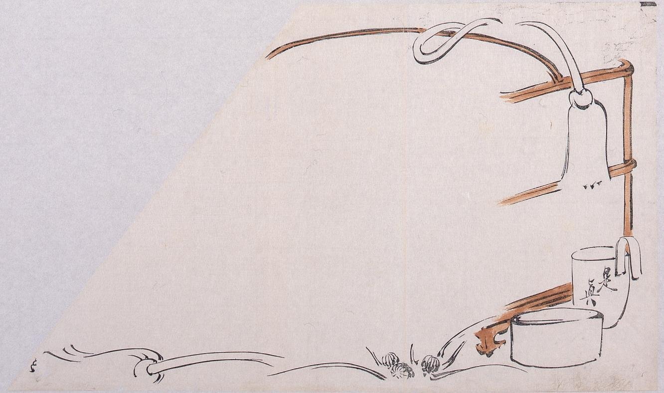 Black Print: Design of Tea Ware and a Hook (Shibata Zeshin's Block Print, Black Print, Other Prints)