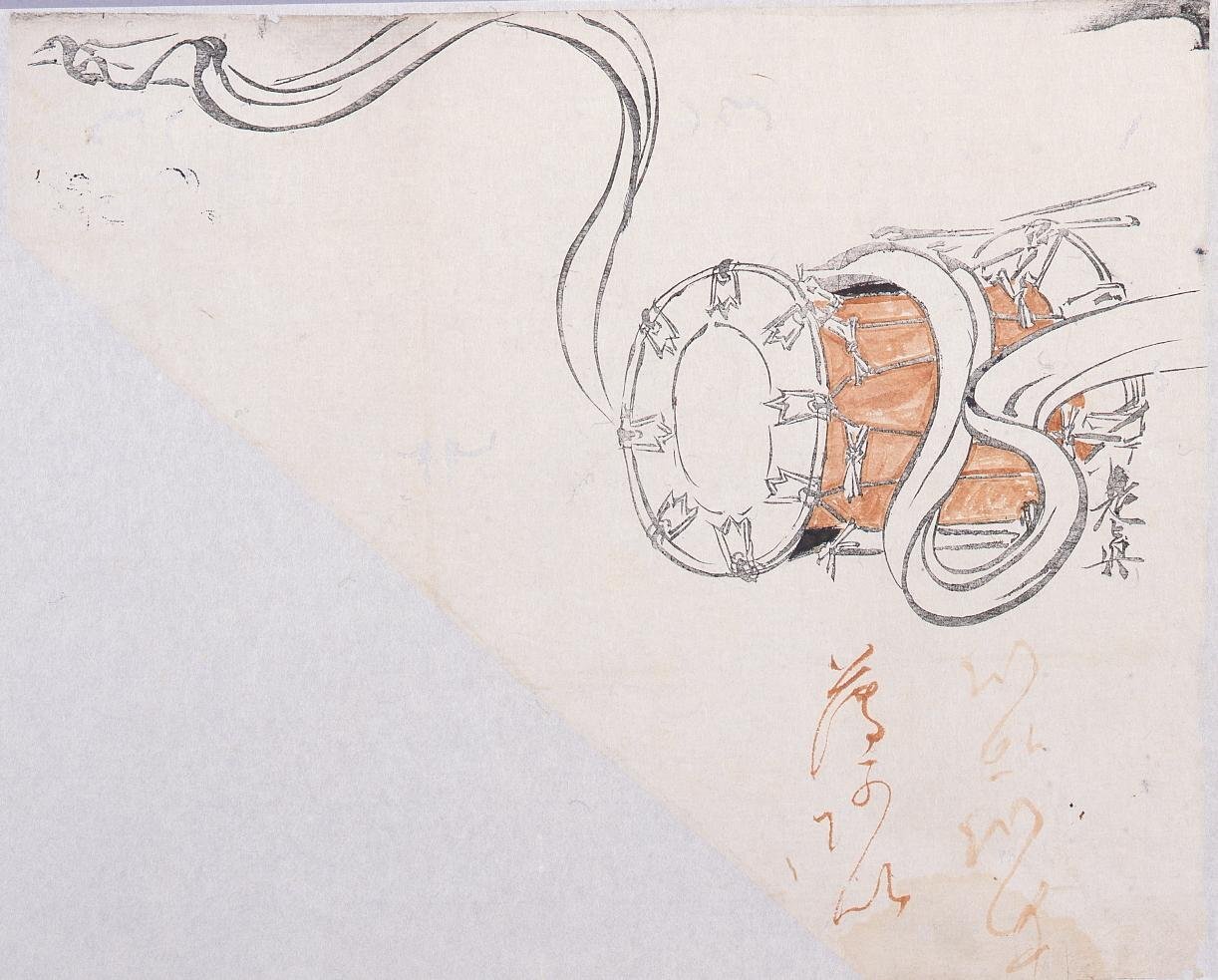 Colored Black Print: Tsudumi (A Small Hand Drum) (Shibata Zeshin's Block Print, Black Print, Other Prints)