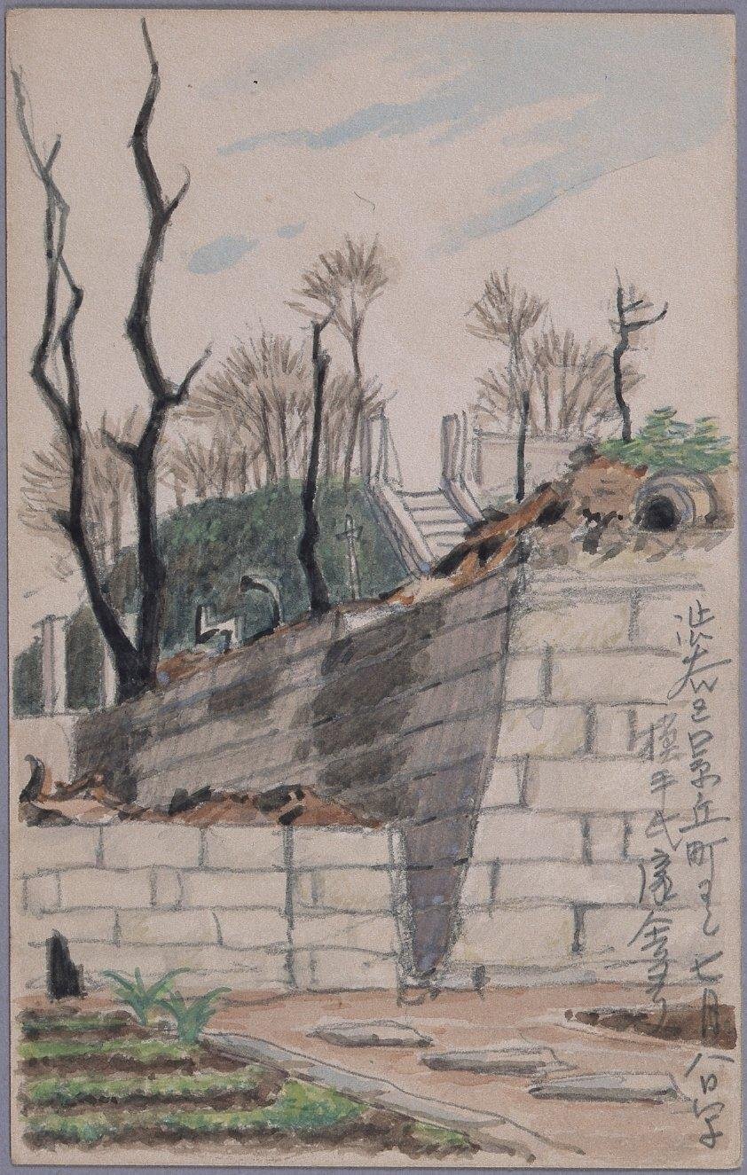 東京戦災スケッチ49 渋谷区景丘町にて横手氏濠舎ヨリ