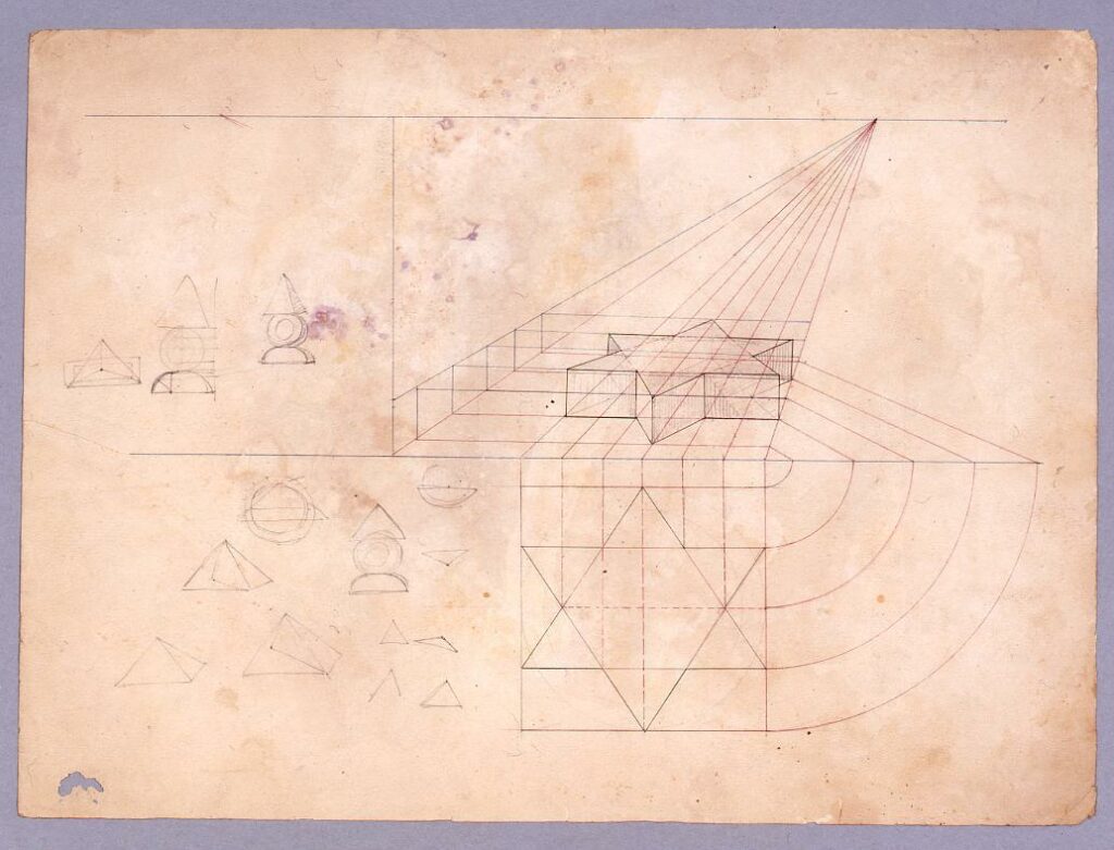 作品画像：図面習作 透視図/人物