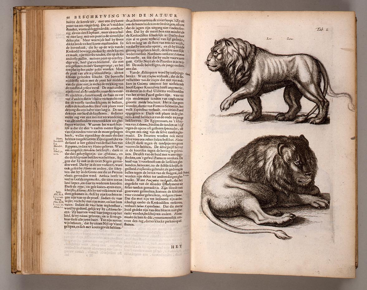 Jan Jonston’s Theatrum universale historiae naturalis in Dutch translation (Naeukeurige Beschryving van de Natuur dre Vier-voetige Dieren, Vissen en Bloedlooze Water-Dieren, Vogelen, Kronkel-Dieren, Slangen en Draken)