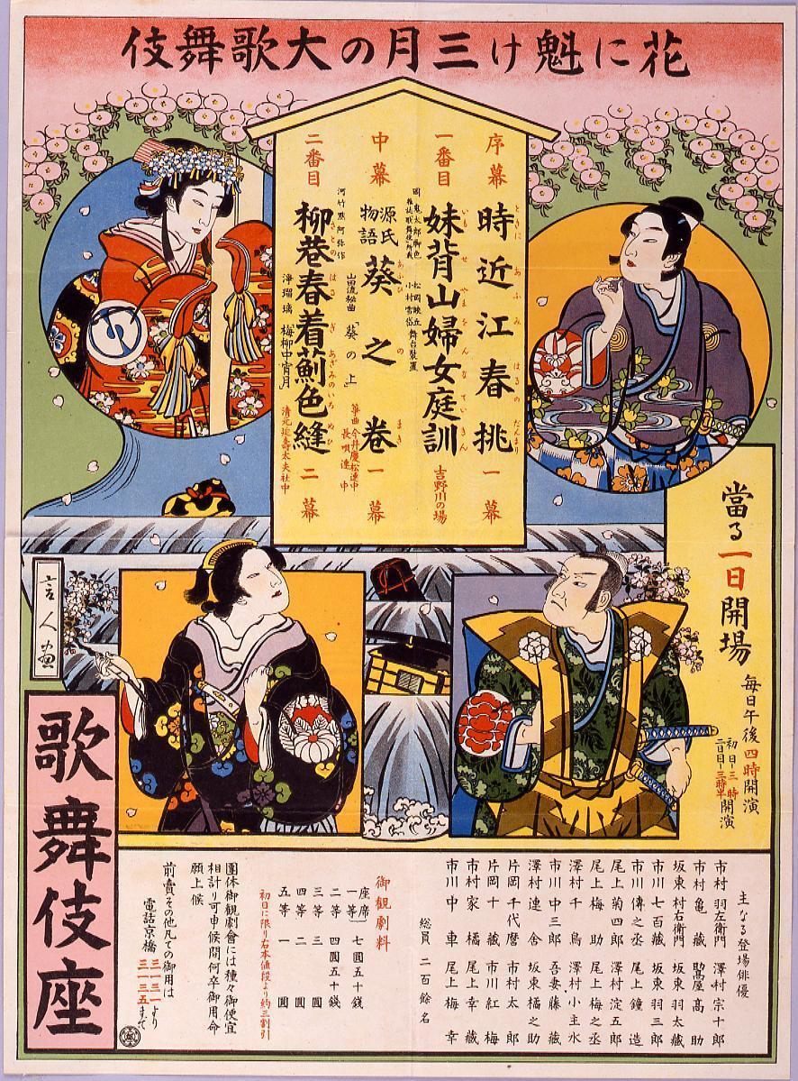 Leading Kabuki Performance ahead of Cherry Blossom Season (Poster for Related Stores and Companies in Tokyo)