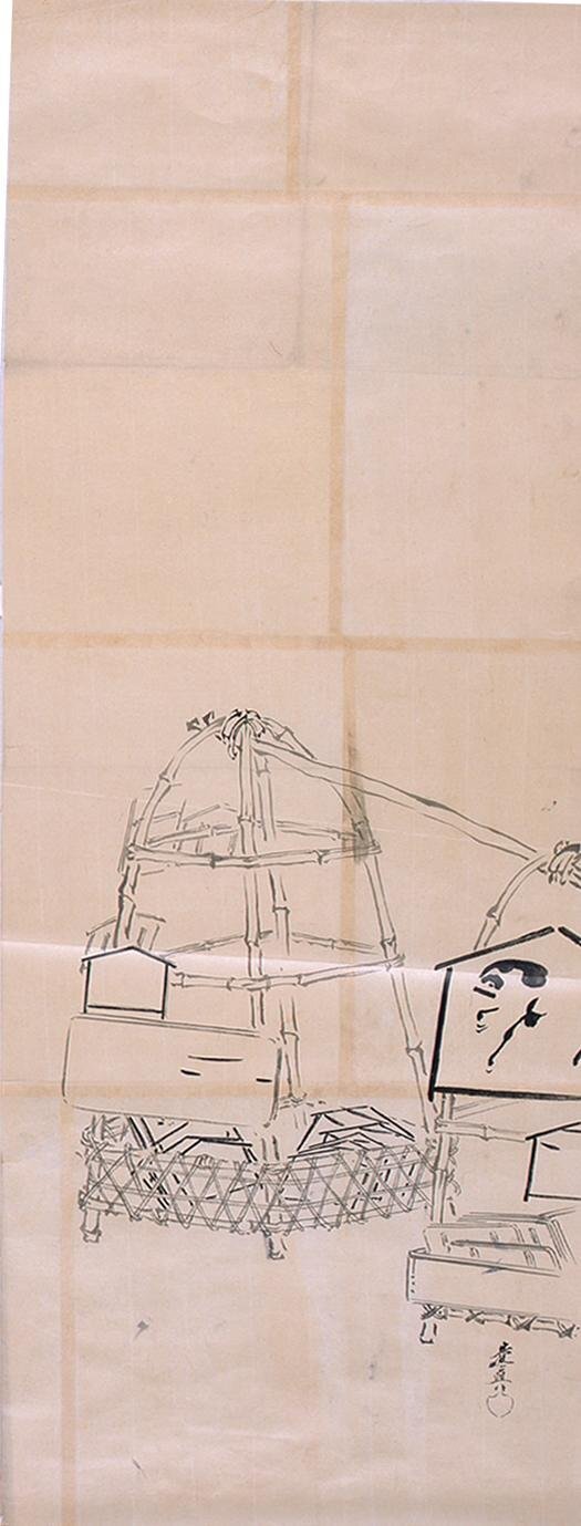 Ema (Wooden Wishing Plaque) Selling (Shibata Zeshin's Sketch)