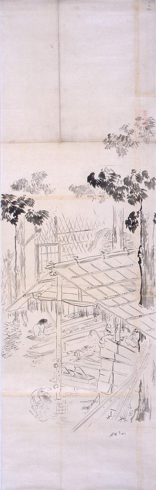 Construction Site (Shibata Zeshin's Sketch)