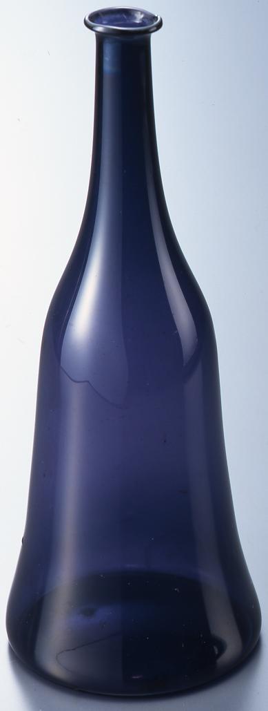 Gold Confederate Rose Karakusa, Indigo Blue, Crane Neck Sake Bottle