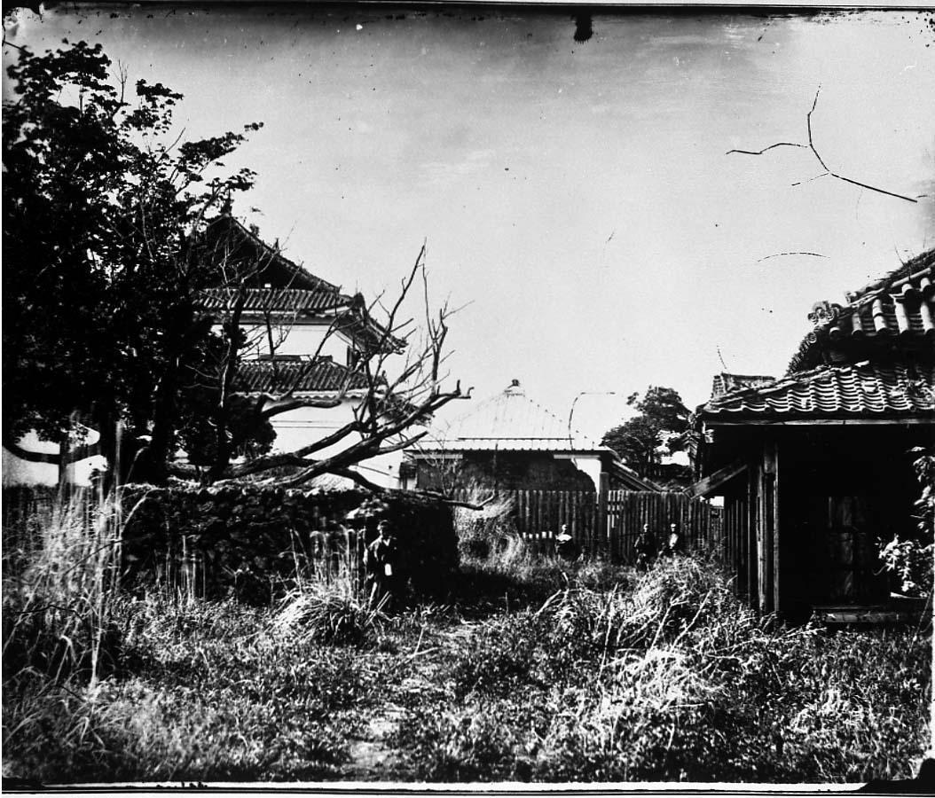 旧江戸城写真ガラス原板 天守台西の番所より乾二重櫓方向