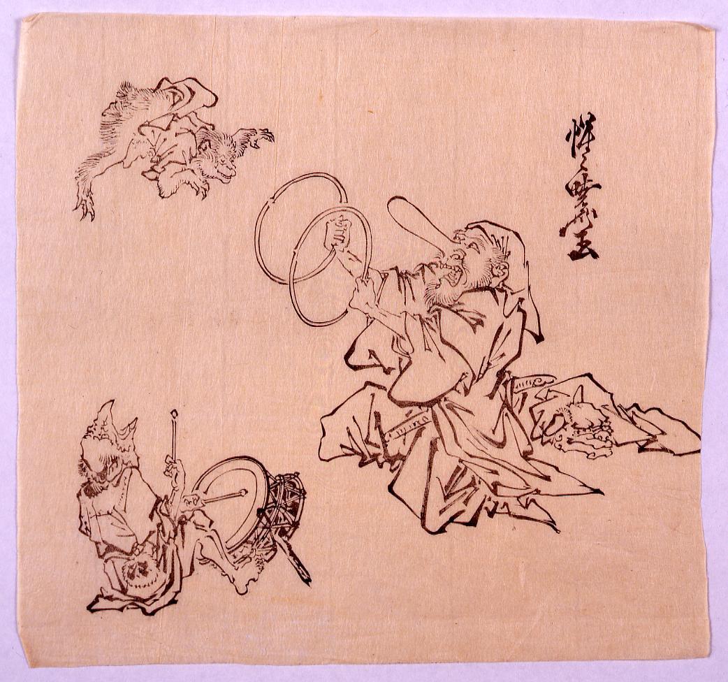 クラシック 明治頃「向い天狗図絵馬」大六天社 古民芸 民間信仰
