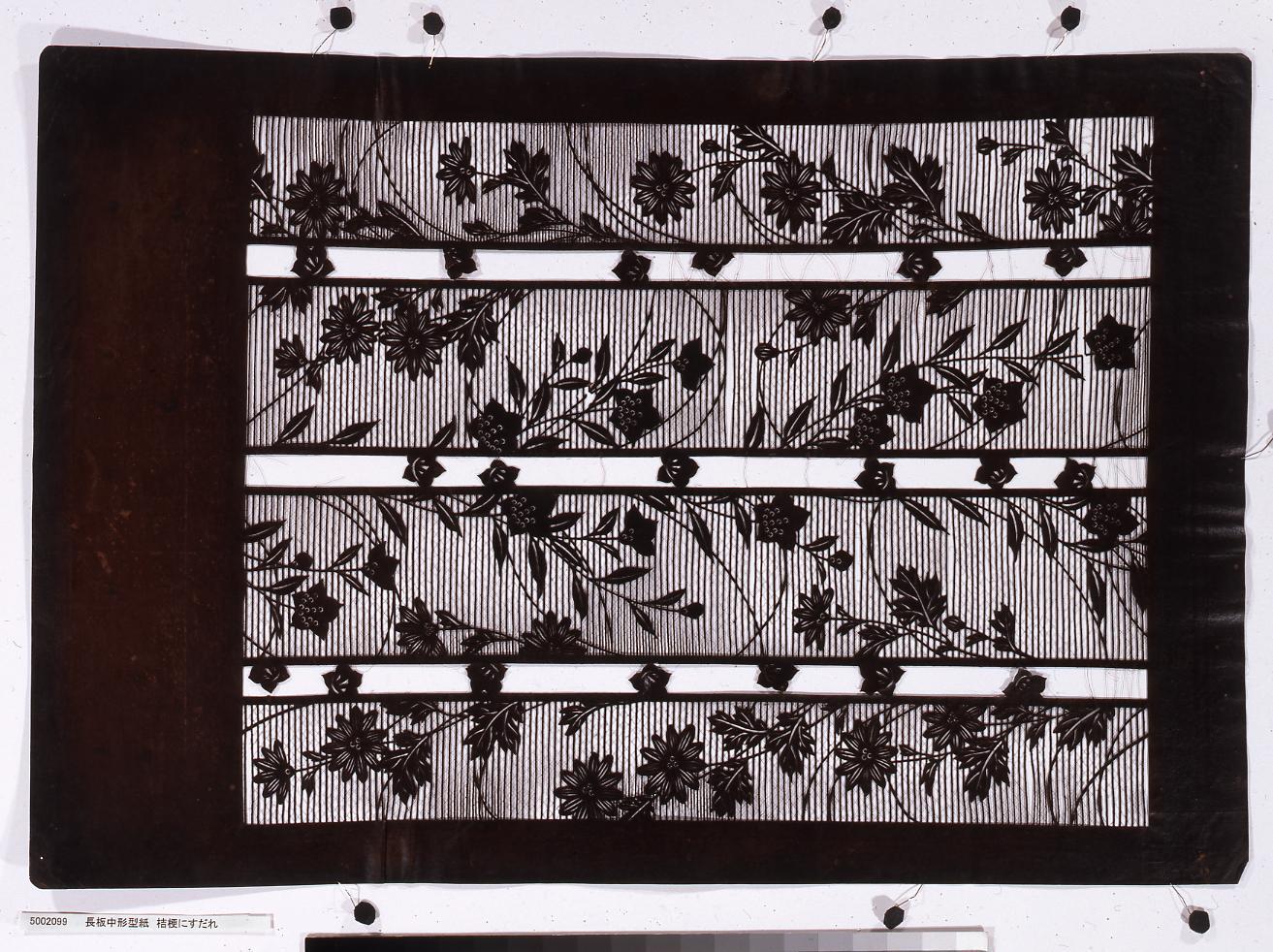 長板中形型紙 桔梗にすだれ