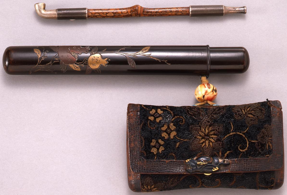 Tobacco Caddy with Embroidered Floral Motifs