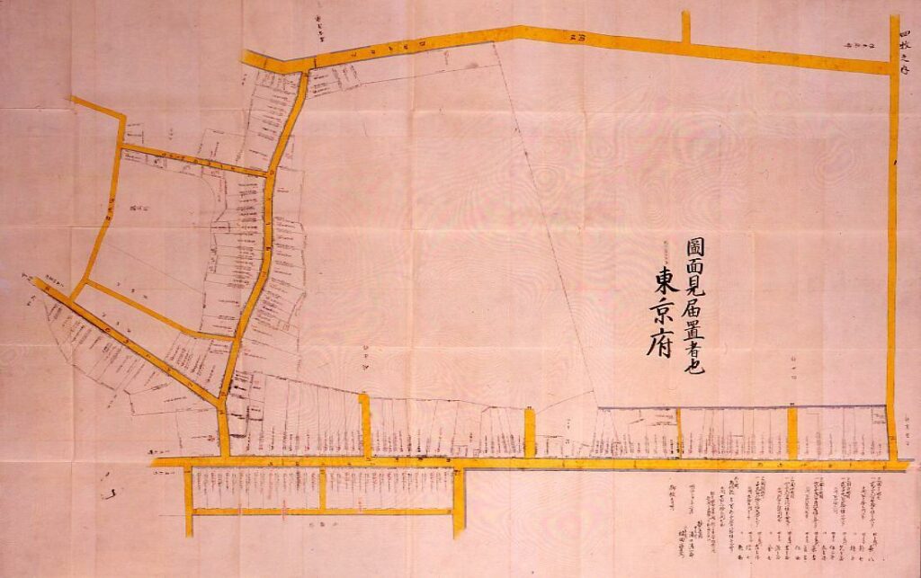 作品画像:沽券絵図 三田辺 十六番組四枚の内