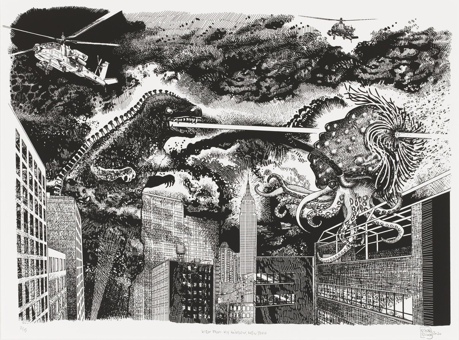 僕の窓からの眺め、ニューヨーク［「隔離生活ドローイングシリーズ