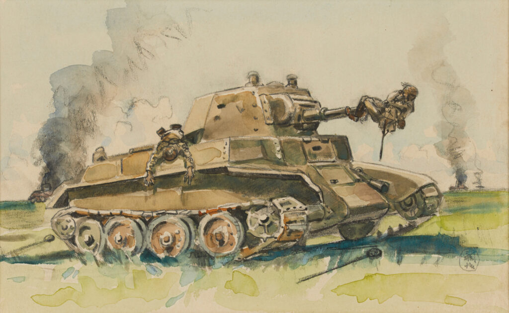 作品画像：［戦車（砲身にしがみつく）］