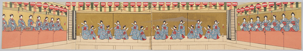 作品画像：[都をどり土産用絵葉書(パノラマ型・推定5枚続)]