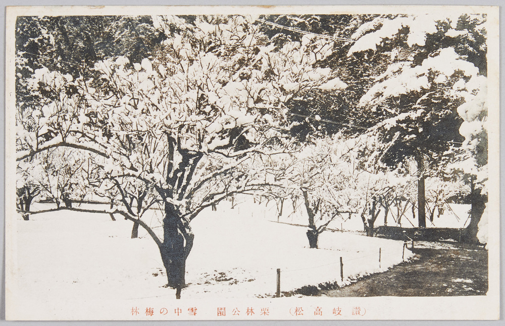 作品画像:雪中の栗林公園絵はがき
