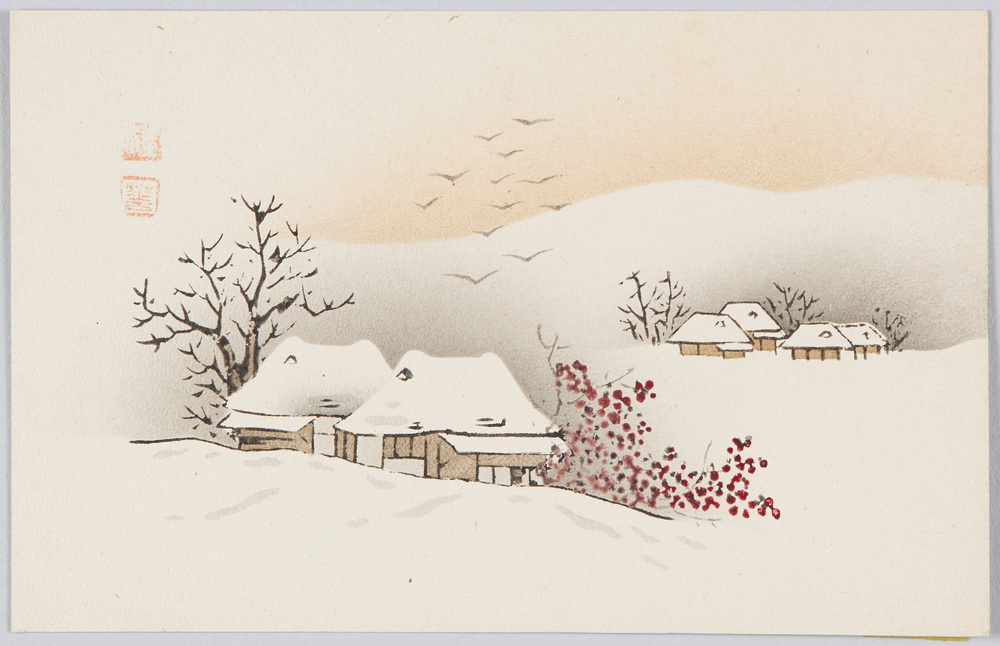 作品画像:雪景色の村落