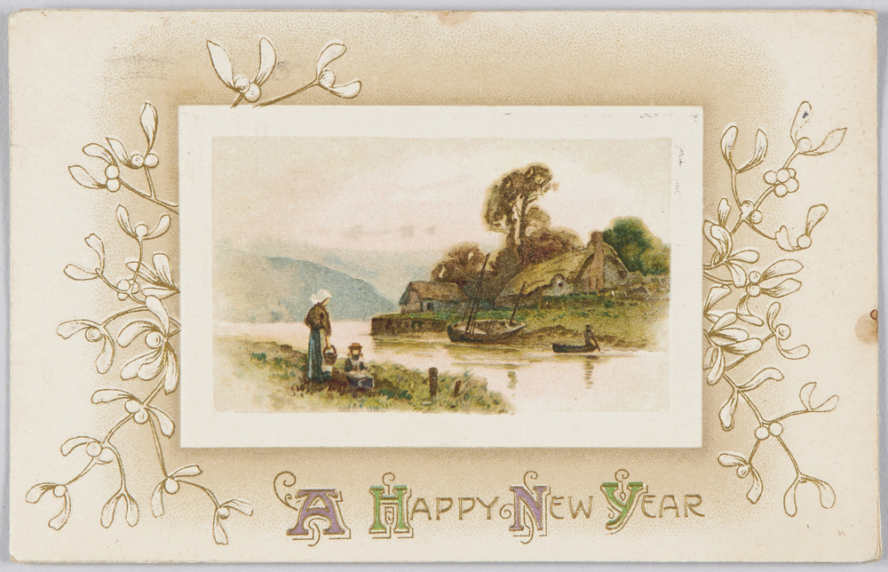 作品画像:川辺の親子(A HAPPY NEW YEAR)