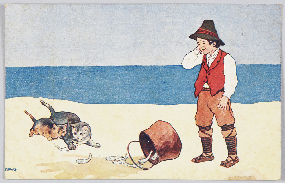 作品画像:釣った魚を猫に取られる(外国製)