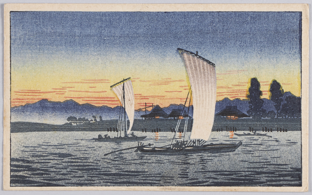 作品画像:夕暮れの帆掛け船