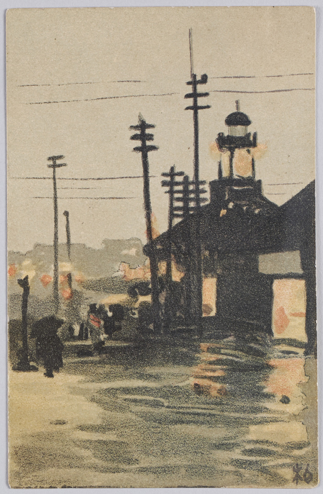 作品画像:夕景(「美術水彩」より)