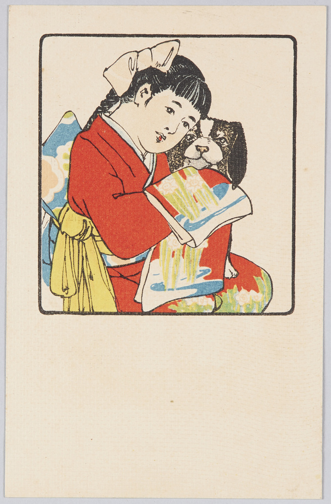 作品画像:振り袖の少女と犬