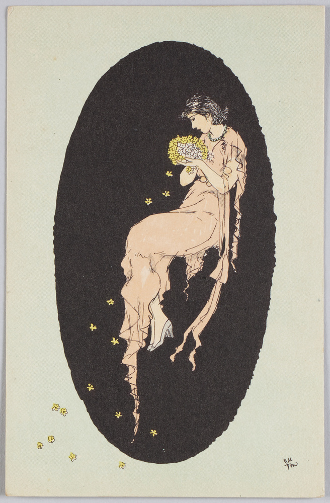 作品画像:花を持つ女性