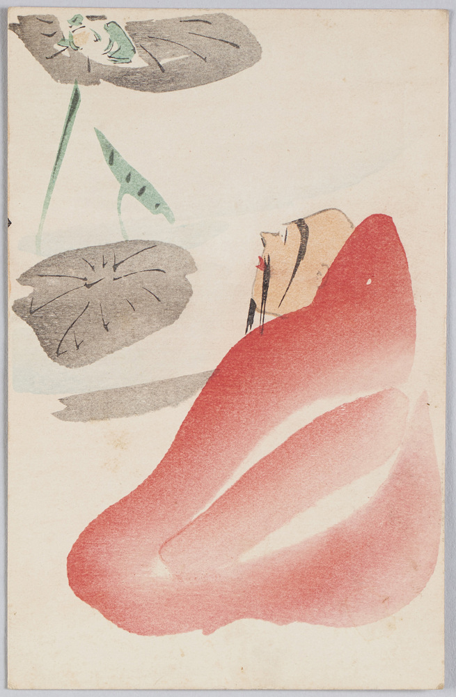 作品画像:蓮の上の蛙を見る達磨