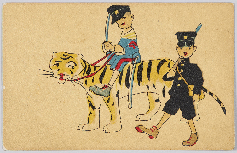 作品画像:虎に跨るチャンバラの少年