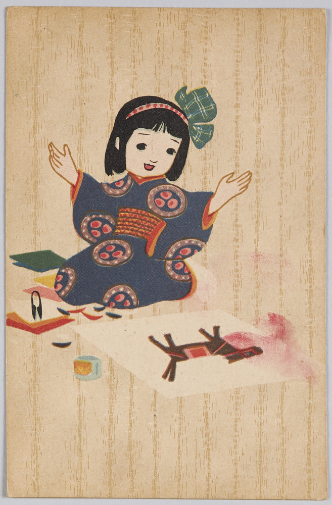 作品画像:切り絵をする少女