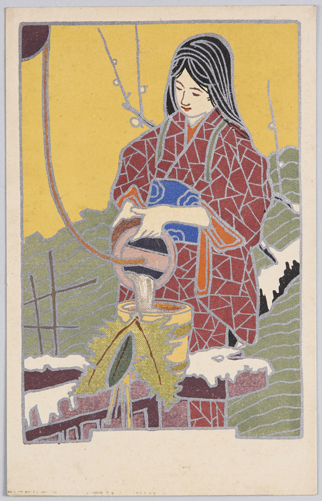 作品画像:井戸で水を汲む女性