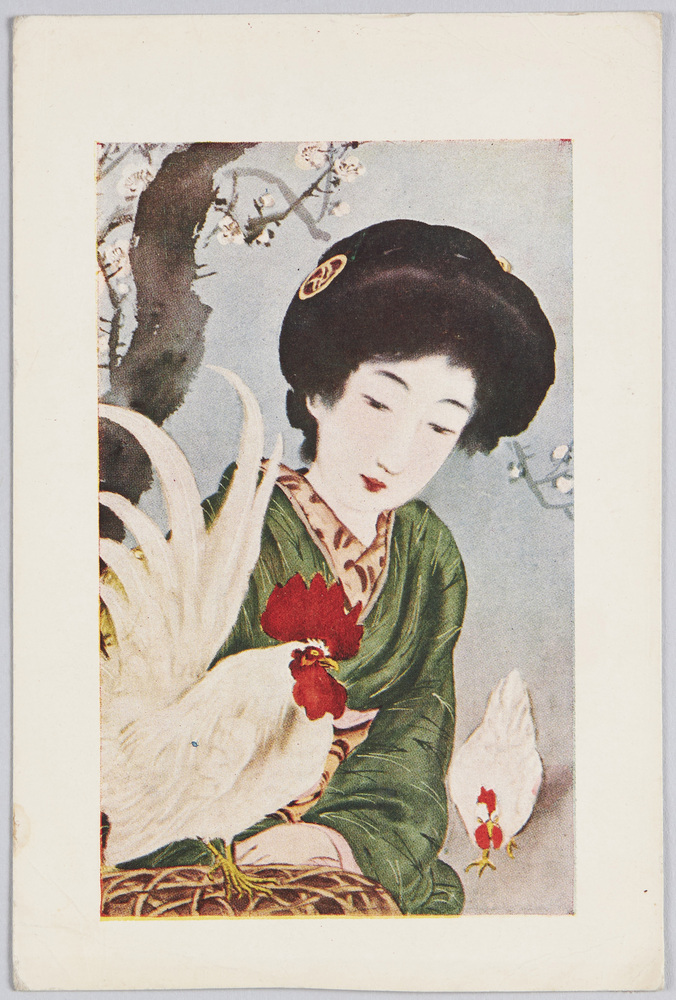 作品画像:鶏と女性