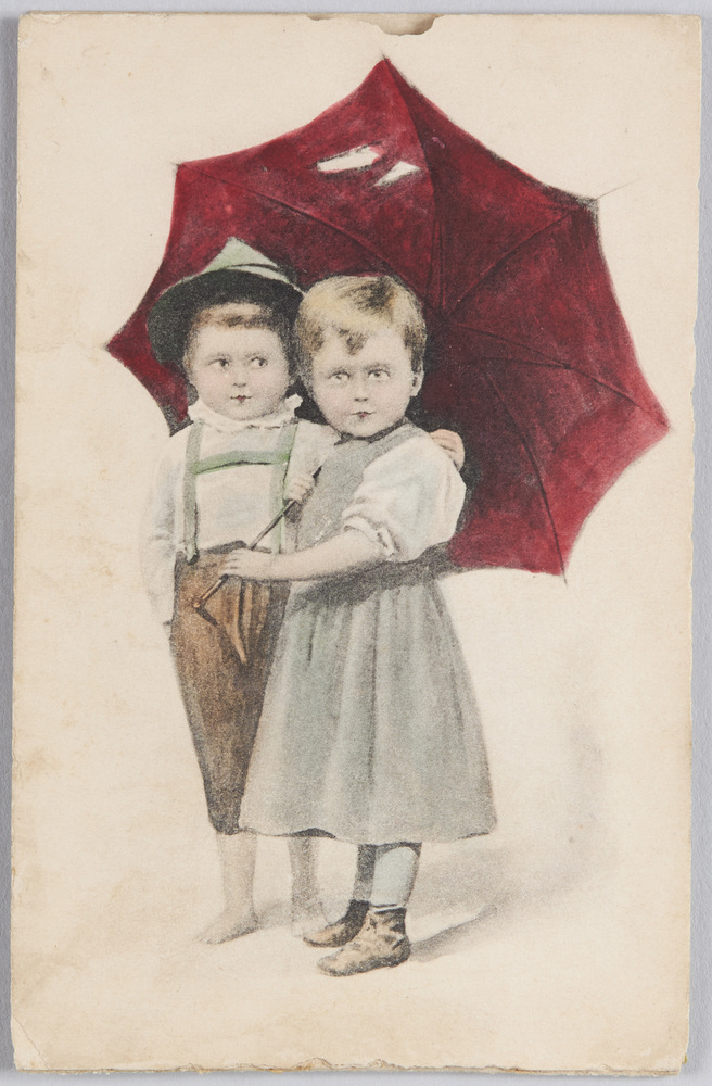 作品画像:傘と子供(仕掛け絵葉書、外国製)