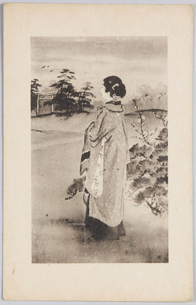 作品画像:鳥居を眺める和装女性