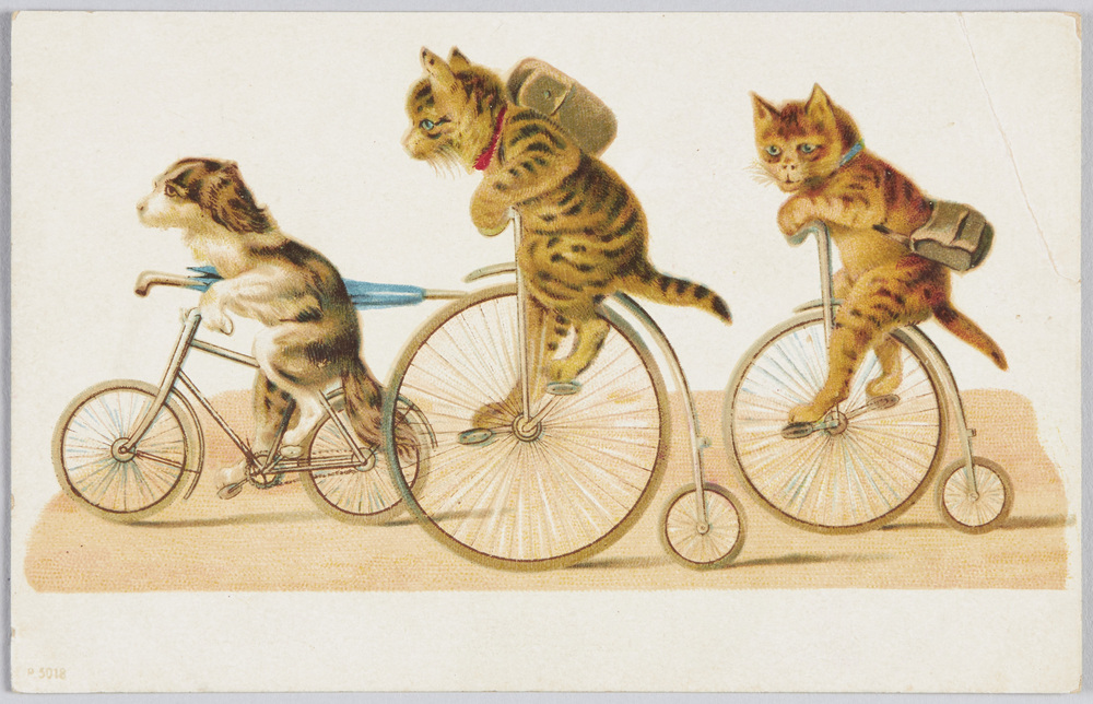 作品画像:自転車で出かける犬と猫(外国製)