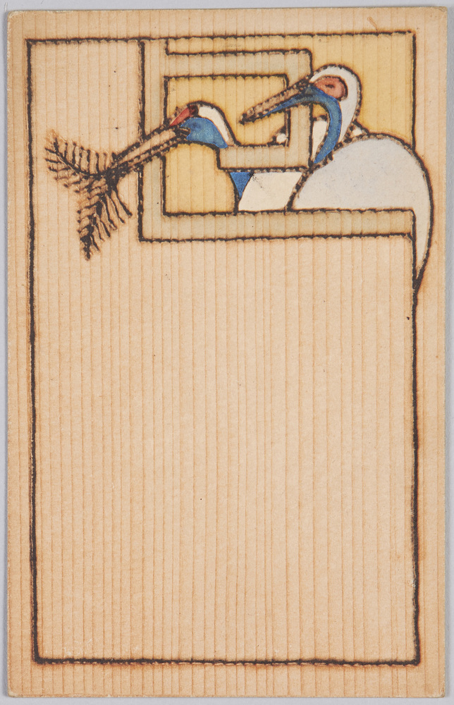 作品画像:鶴と松の枝(焼印デザイン)