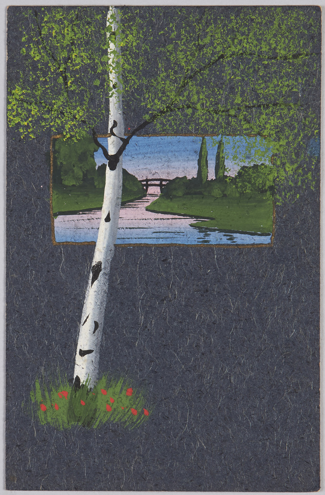 作品画像:川の風景と木(外国製)