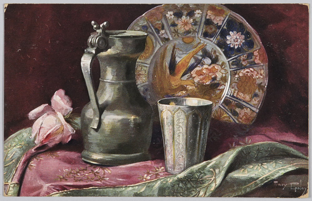 作品画像:水差しとコップと絵皿(Raphael Tuck&Sons’”OILETTE”Postcard 6161 ARTS AND CRAFTS.)(外国製)
