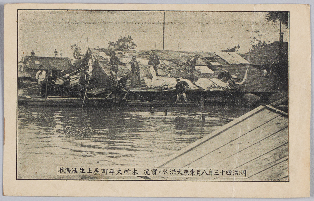 作品画像：明治四十三年八月東京大洪水ノ実況本所大[太]平町屋上生活惨状