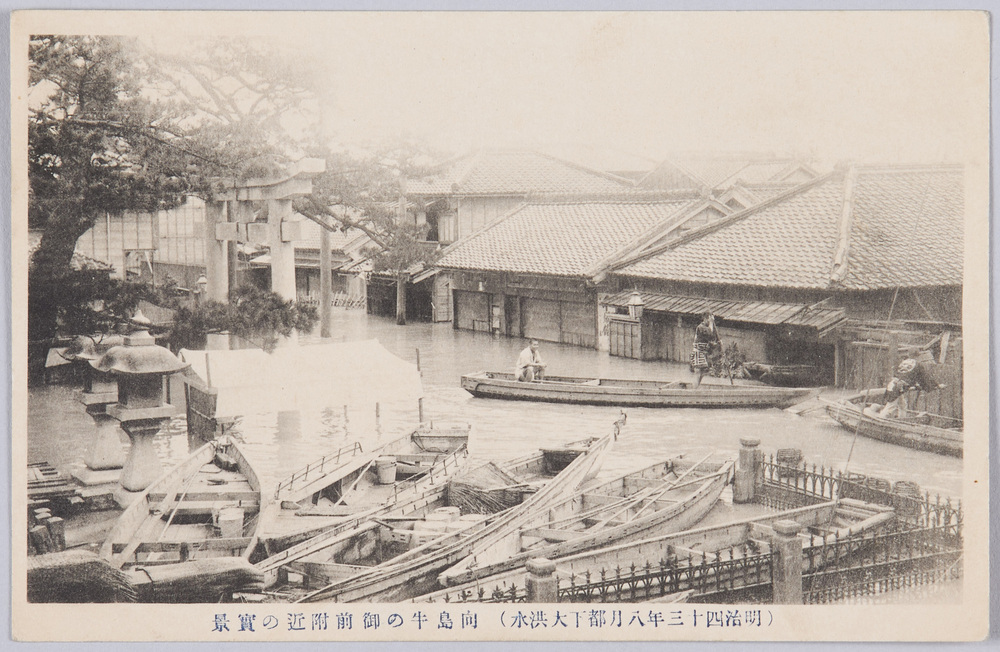 作品画像:(明治四十三年八月都下大洪水)向島牛の御前附近の実景