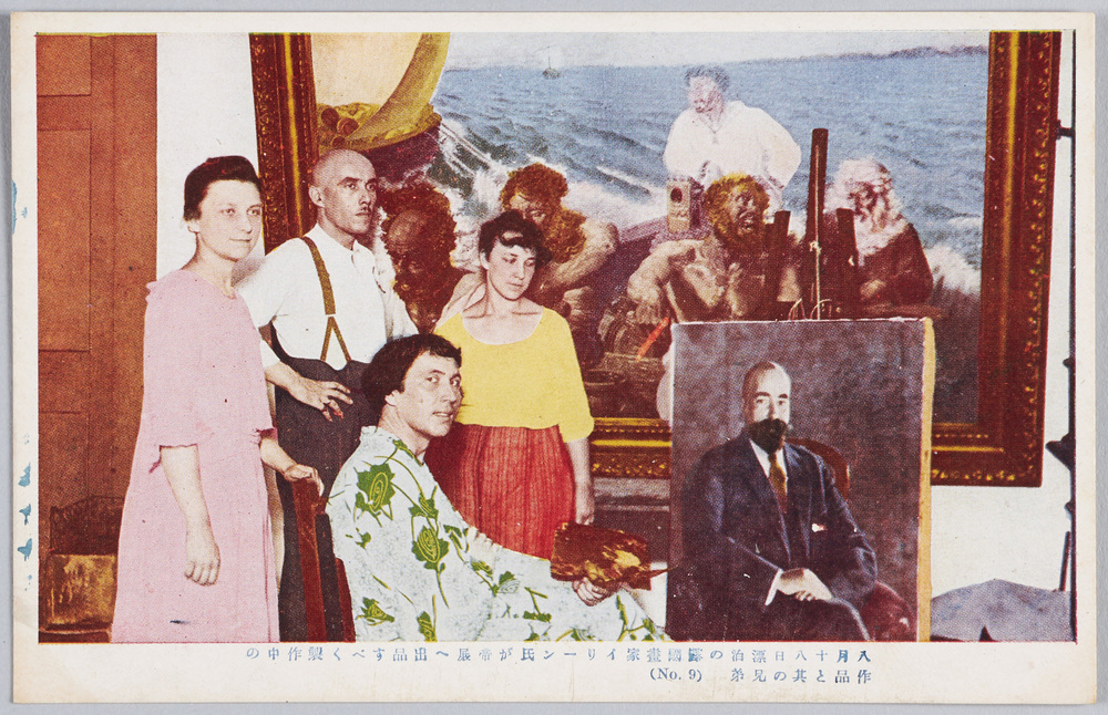 作品画像:八月十八日漂泊の露国画家イリーン氏が帝展へ出品すべく製作中の作品と其の兄弟(No 9)