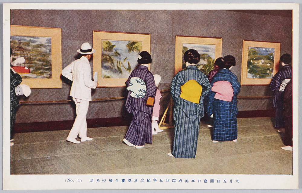 作品画像:九月五日開会日本美術院二十五年紀念展覧会々場の光景