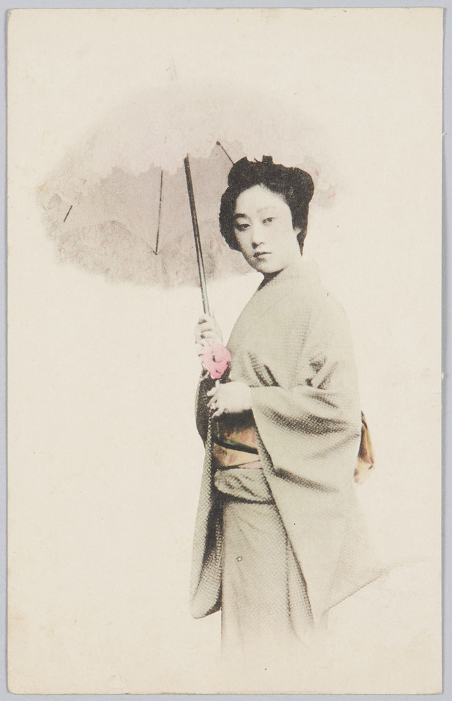 作品画像:傘をさす和装女性