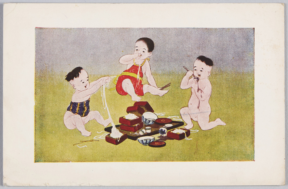 作品画像:蕎麦を食べ散らかす子供たち